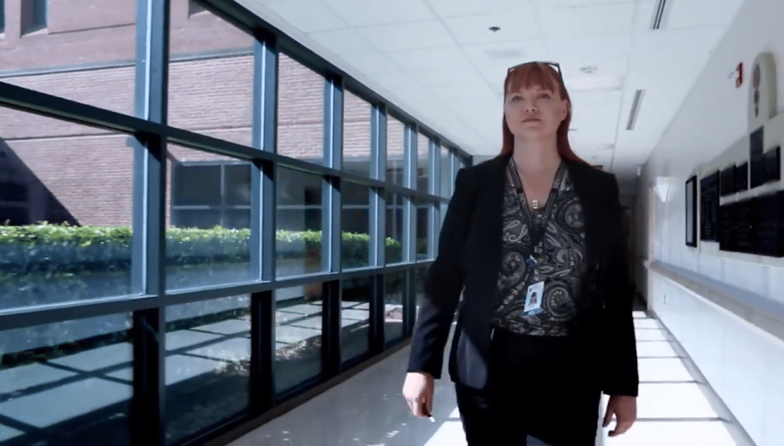 Hill Story 1 Dr. Stephanie Hill walks the halls of ECU Health Medical Center.