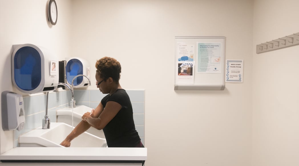 NICU babies need extra protection until they are ready to experience the outside world, our scrub sinks are used by all family and staff before every entrance into the NICU.