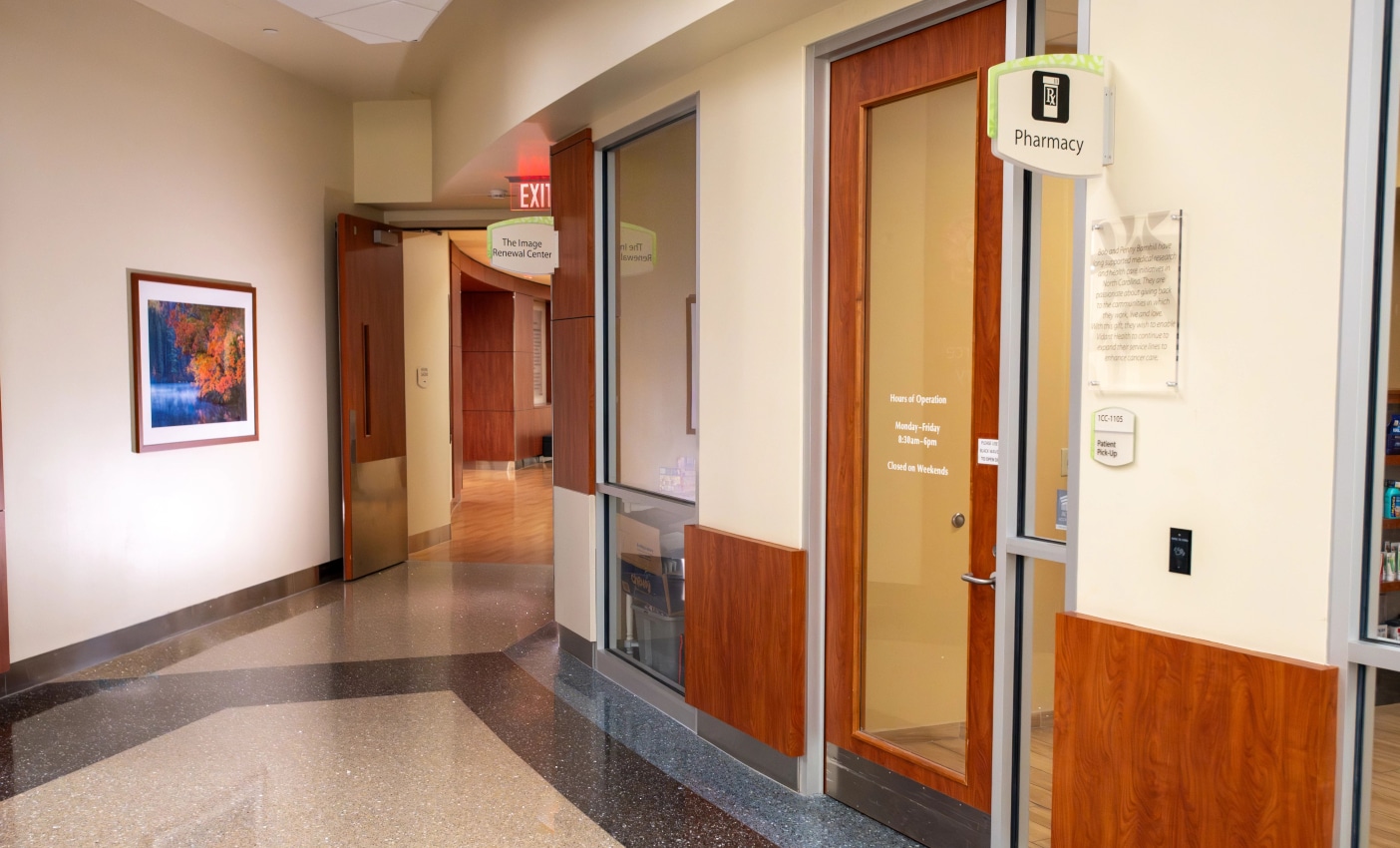 Specialty Pharmacy-Cancer Center-0756 (1) The exterior of the ECU Health Specialty Pharmacy is shown.