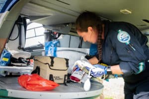 An EastCare team member prepares for a shift