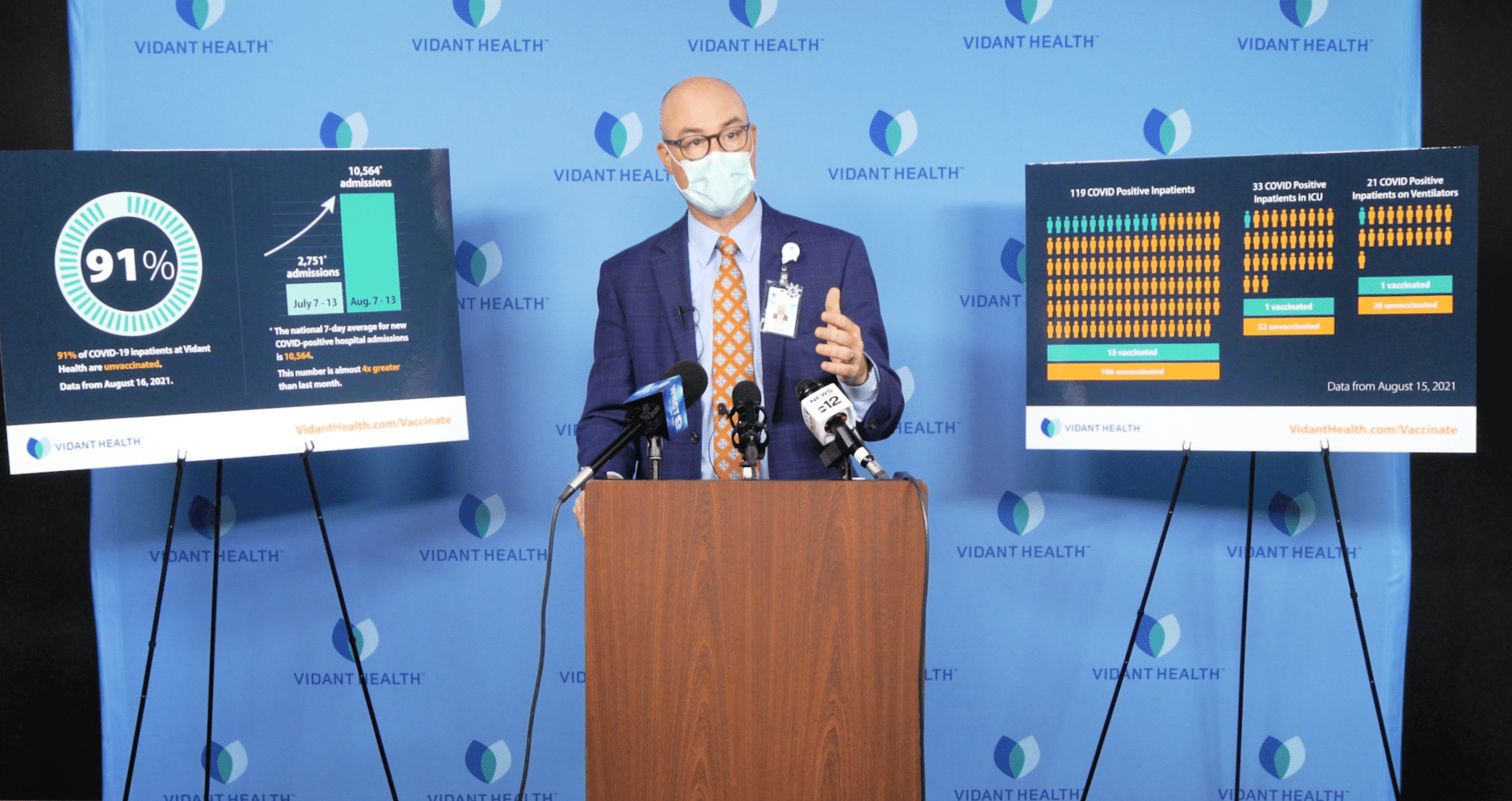 VMC President Brian Floyd discusses COVID-19 during an August 2021 press conference.