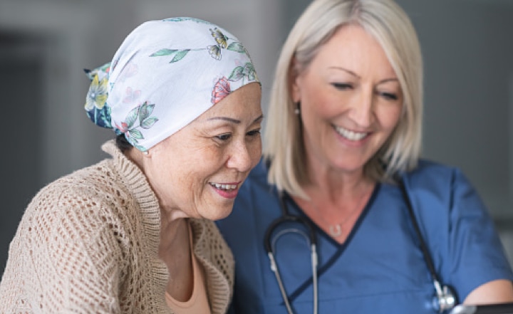 A provider discusses a care plan with a patient.