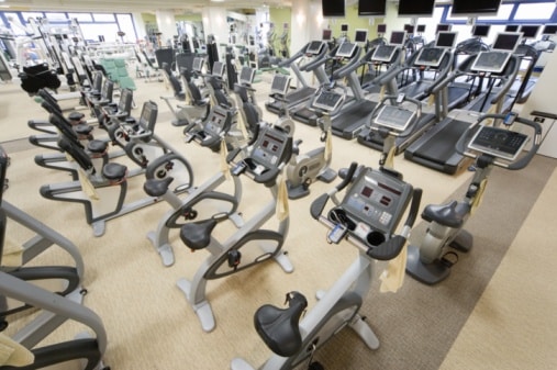 Exercise equipment at ECU Health Wellness Center.