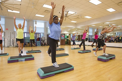 A group exercises at ECU Health Medical Center.