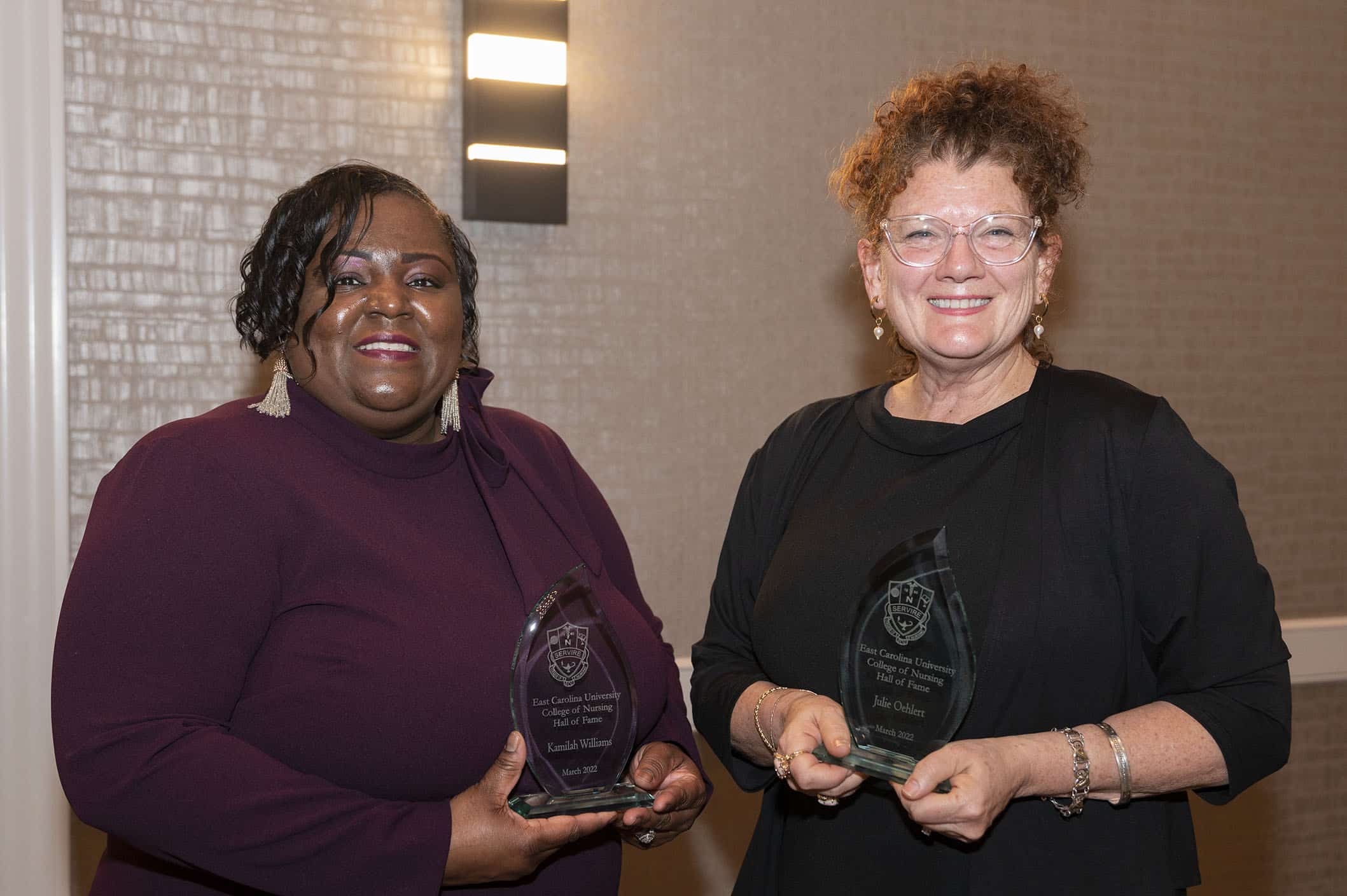 Dr. Julie Kennedy Oehlert and Dr. Kamilah Williams were inducted into the ECU College of Nursing Hall of Fame.