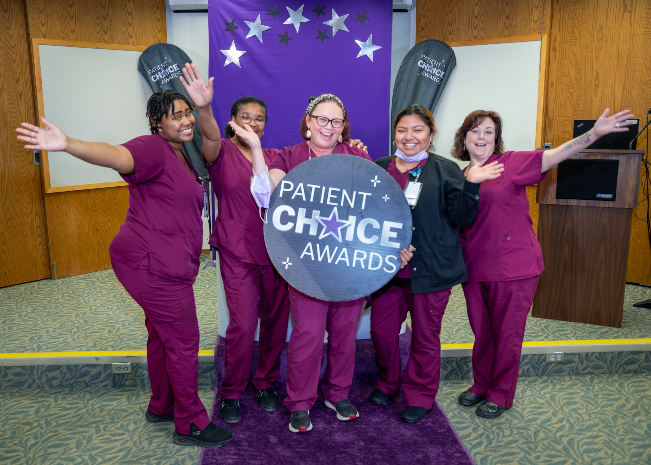 The ECU Health North Hospital team poses for a photo during the Patient Choice Awards presentation.
