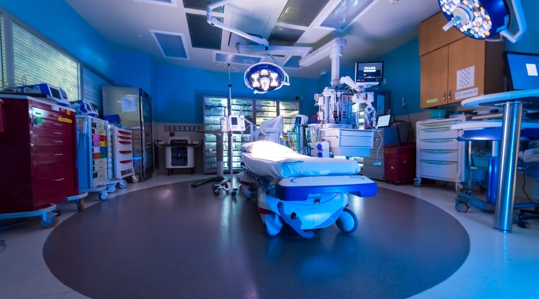A room in the Maynard Children's Hospital Emergency Department sits ready for a patient.