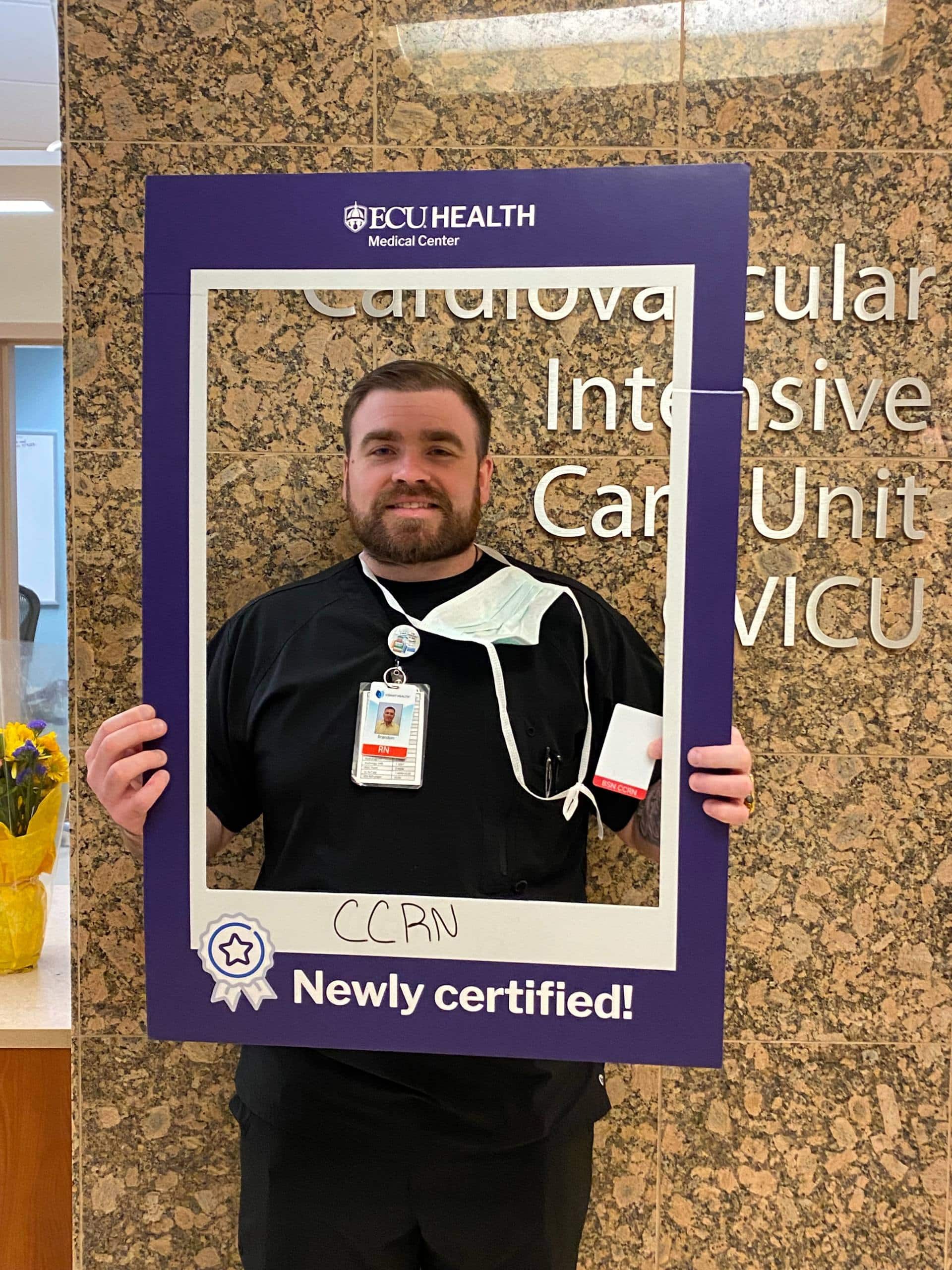 Bandon Phillips received his critical care registered nurse certification