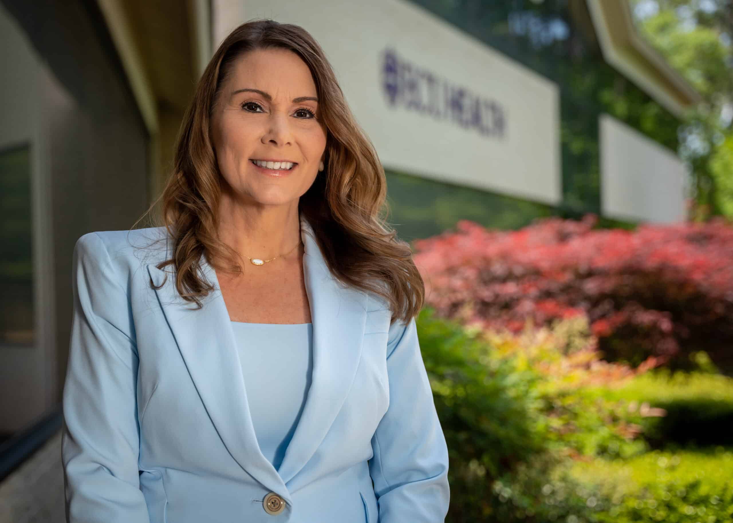 Trish Baise-4601 ECU Health Chief Nursing Executive Trish Baise poses for a photo outside of the ECU Health Administration Building.