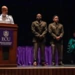 ECU Health Chief Health Officer Dr. Jason Higginson speaks at the Brody School of Medicine graduation.