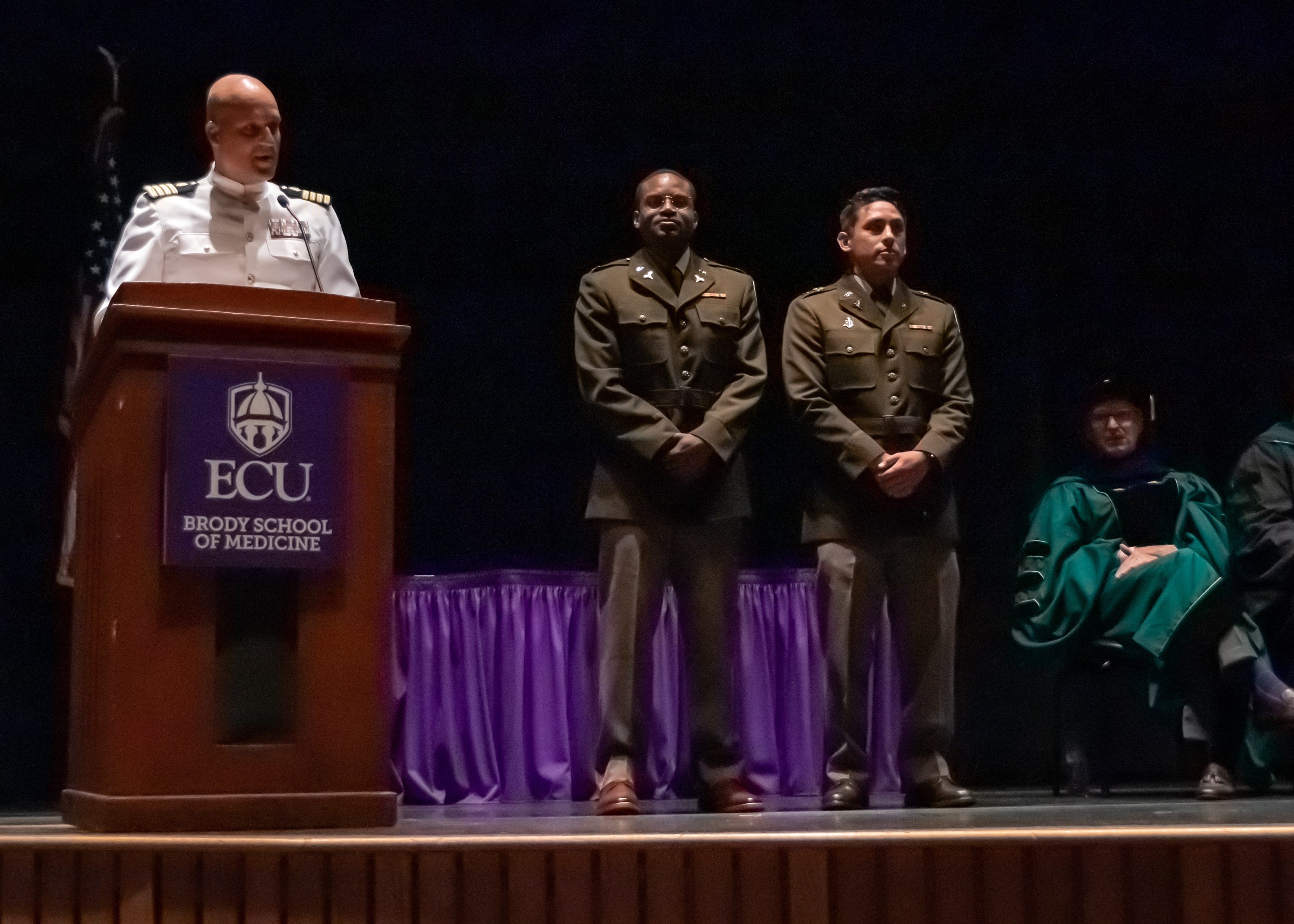 ECU Health Chief Health Officer Dr. Jason Higginson speaks at the Brody School of Medicine graduation.