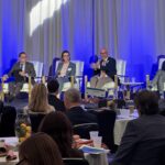 Brian Floyd, chief operating officer of ECU Health and president of ECU Health Medical Center, second from right, speaks during a health care conference in Durham. He is joined on the panel by, from left, Dr. Art Apolinario, board president of the N.C. Medical Society, Jennifer Sacks, associate director of the clinical operations program lead for Biogen, and Dr. Creagh Milford, senior vice president of retail health for CVS Health.