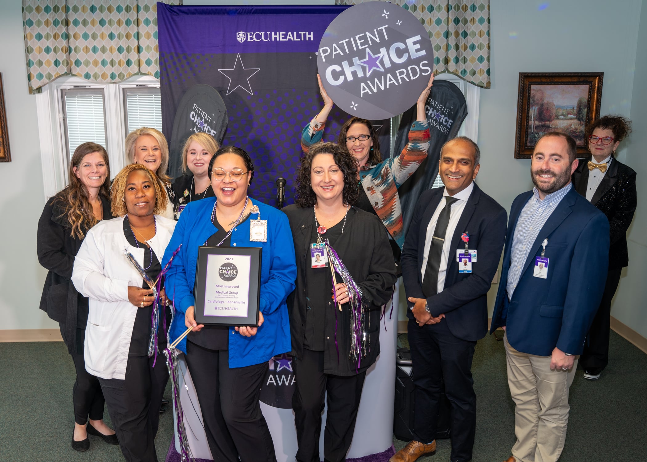 ECU Health Cardiology Kenansville team members get together to take a photo and celebrate their achievement as a Patient Choice Award winner.