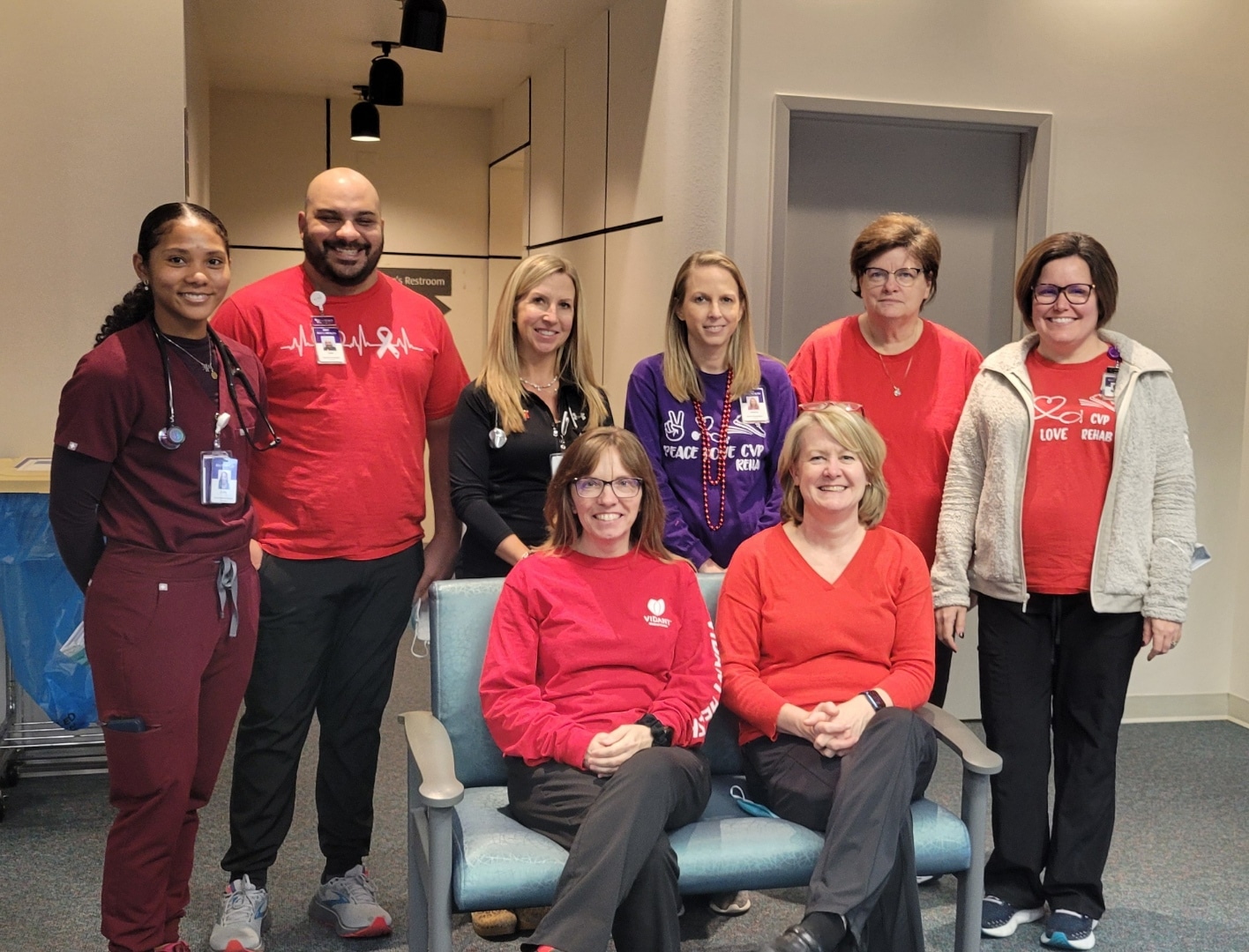 Members of the ECU Health Cardiac and Pulmonary Rehabilitation team gather for a photo at their clinic.