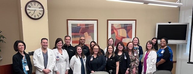 The VAD program team at ECU Health Medical Center poses for a photo to celebrate their recognition by the Joint Commission.
