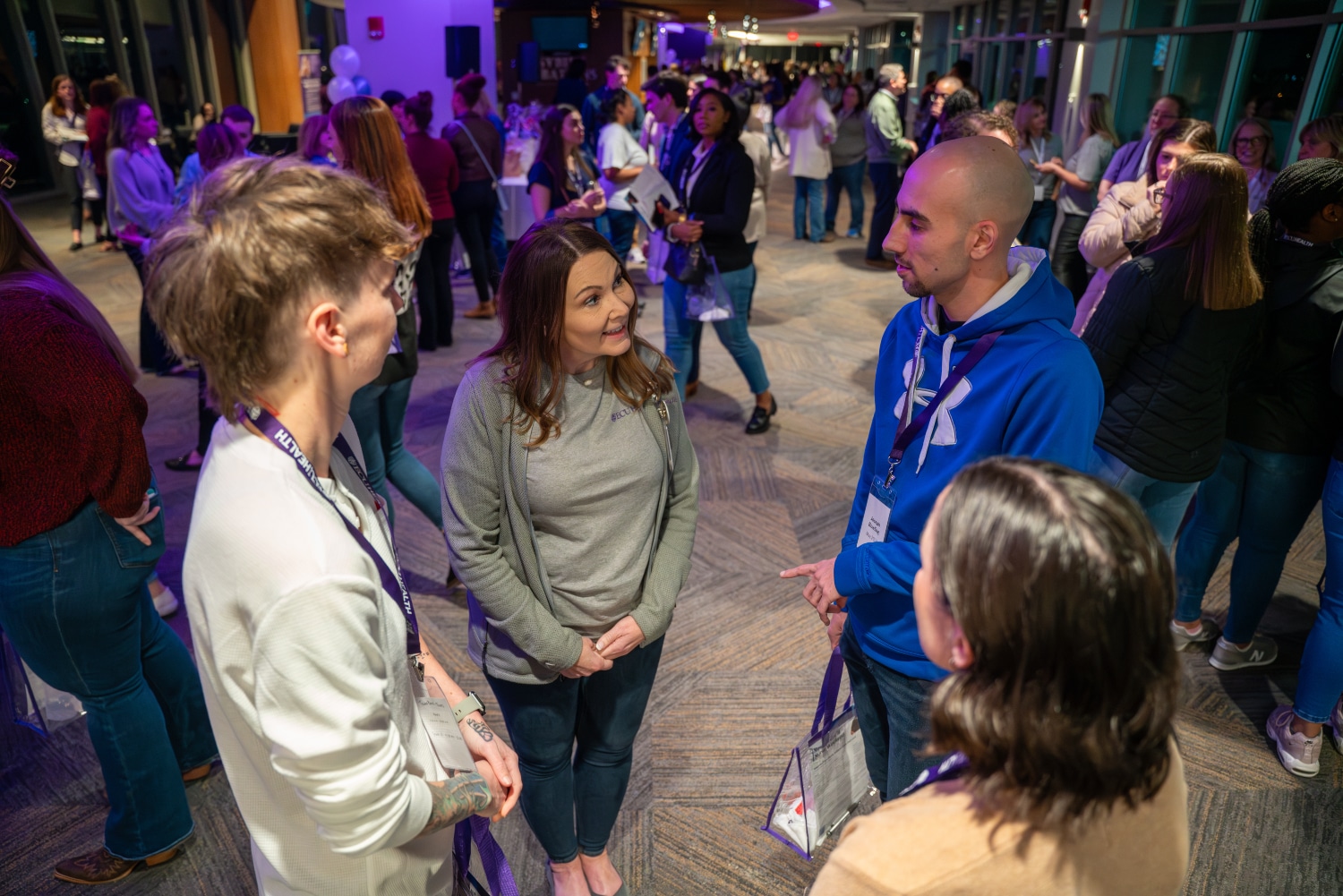 ECU Health Chief Nursing Executive Trish Baise speaks with new graduate nurses during a hiring event in Greenville.