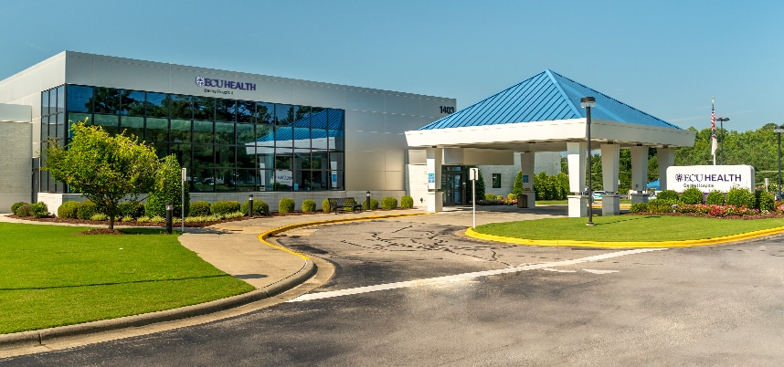 ECUH-Bertie-PRIMARY-858x402 ECU Health Bertie Hospital is shown from across the street.