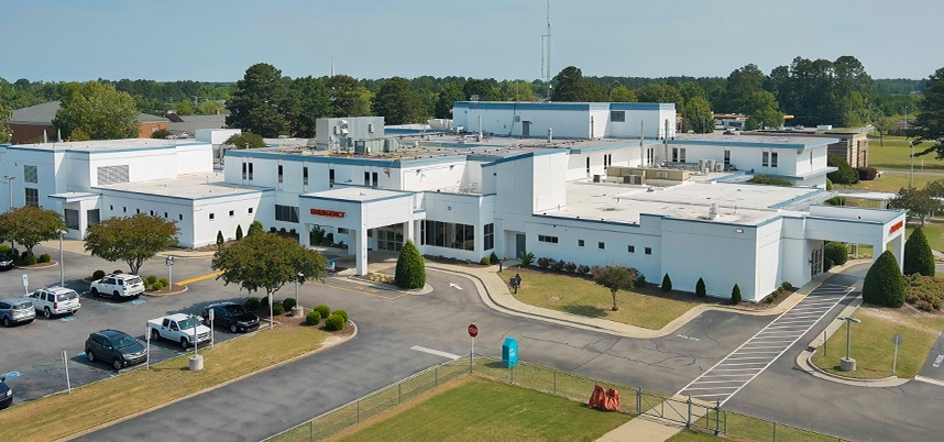 ECUH-Chowan-PRIMARY-858x402 An aerial photo of ECU Health Chowan Hospital