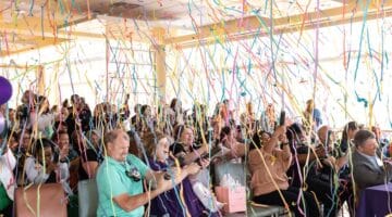 ECU Health nurses celebrate after learning they had achieved Magnet recertification.