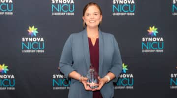 Tara Stroud poses for a photo after she was awarded the March of Dimes Excellence in Neonatal Intensive Care Unit (NICU) Leadership Award.