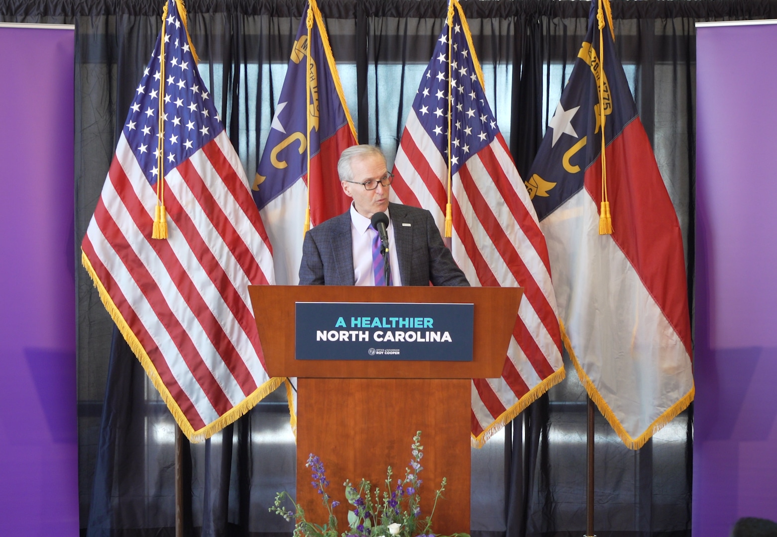 MedicaidExpansion-Sizzle Waldrum 2 Crop Dr. Michael Waldrum, ECU Health CEO and Dean of Brody, speaks during a one-year anniversary of Medicaid expansion in North Carolina.