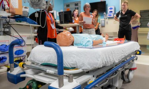 Local teachers attend a session at ECU Health Medical Center to learn about health sciences careers.