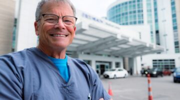 Michael Joyner stands outside of ECU Health Medical Center.