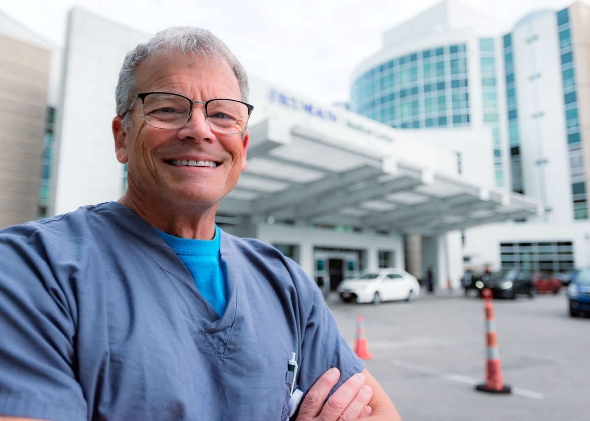 Michael Joyner stands outside of ECU Health Medical Center.