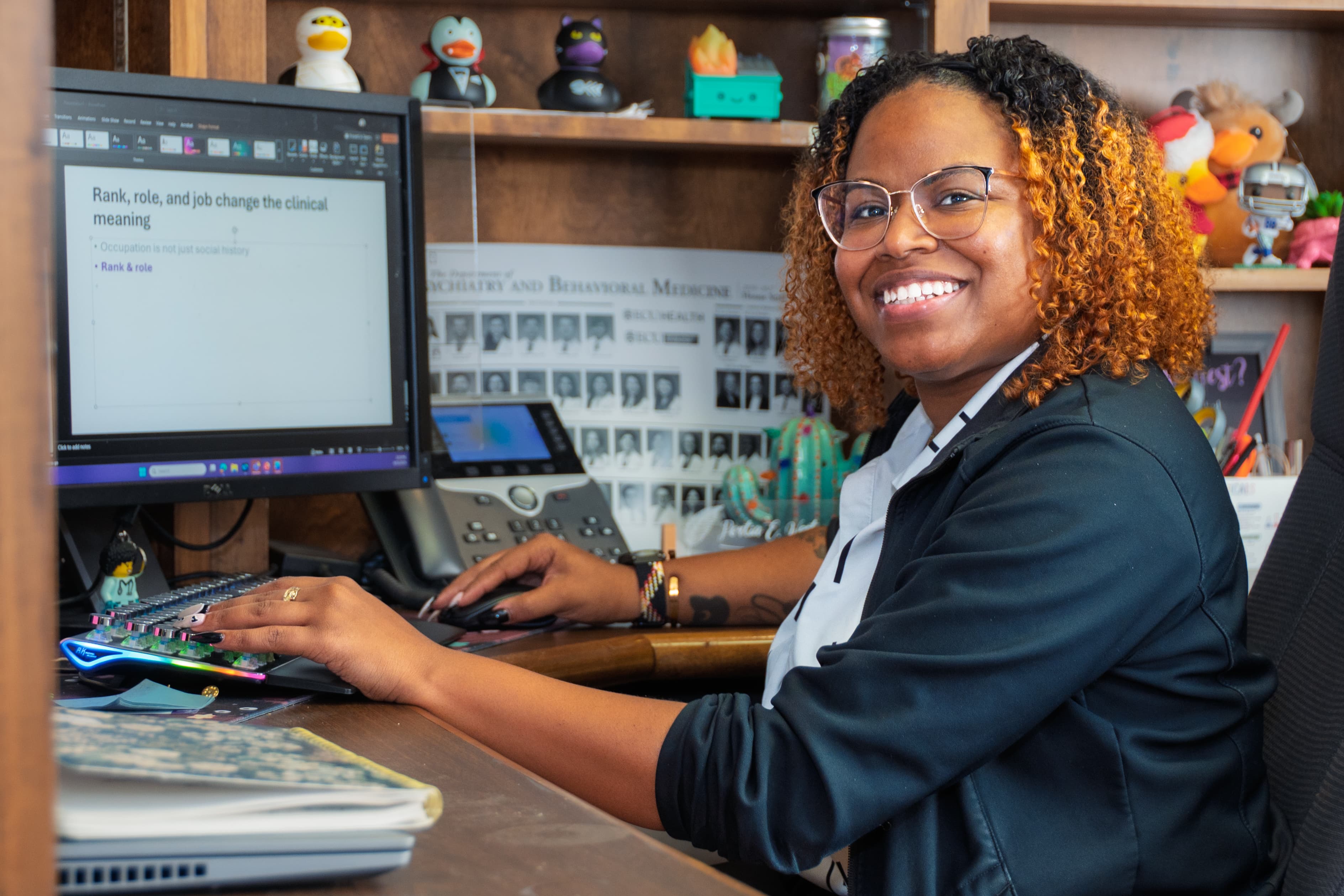 Portia West in her office.